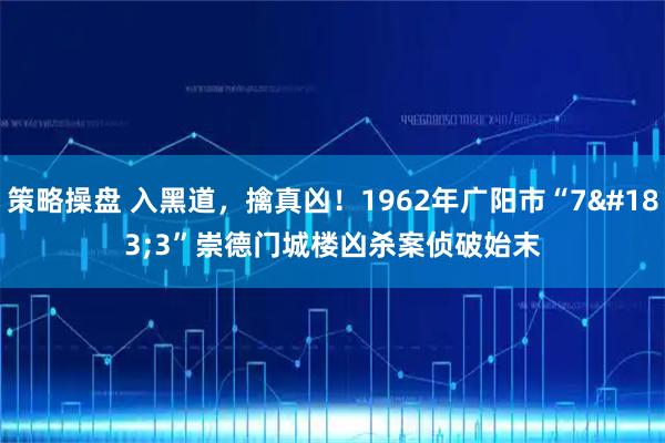 策略操盘 入黑道，擒真凶！1962年广阳市“7·3”崇德门城楼凶杀案侦破始末